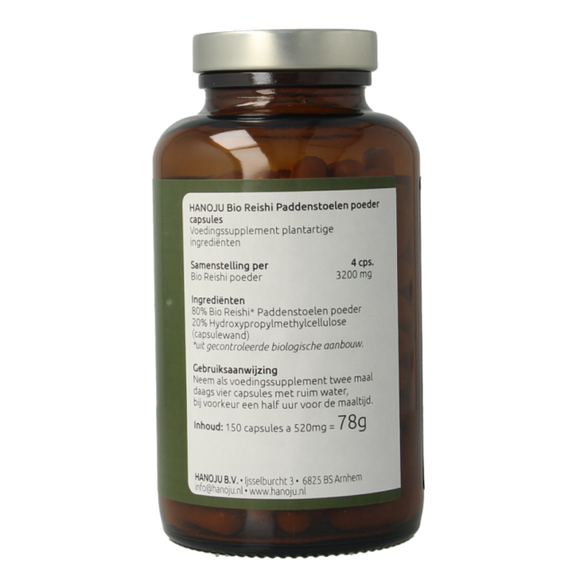 Hanoju Reishi setas bio 150 Cápsulas vegetarianas