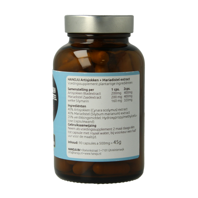 Alcachofa 200mg y cardo mariano 200mg 90 Cápsulas