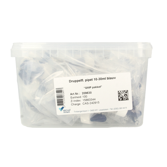 Spruyt Hillen Druppelflacon pipet 10 - 30ml blauw 100 Stuks