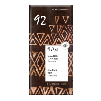 Vivani Dark chocolate 92% coconut blossom sugar organic 80 Gram