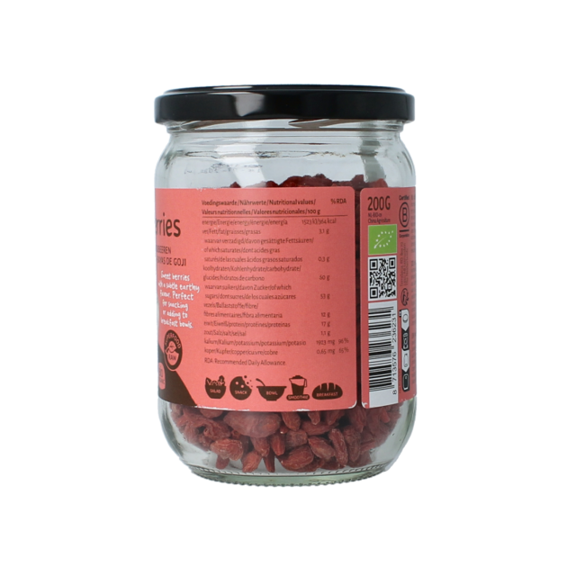 Raw Goji-Beeren im Glas Bio 200 Gramm