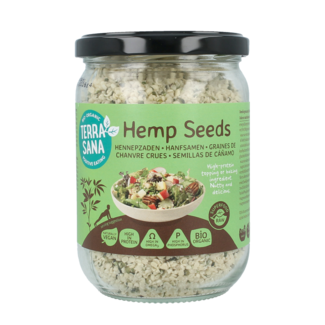 TerraSana Semillas de cáñamo RAW peladas en vidrio bio 275 gramos