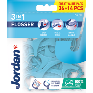 Jordan Jordan Flosser 3-en-1 36 pièces + 14 pièces gratuites 50 pièces