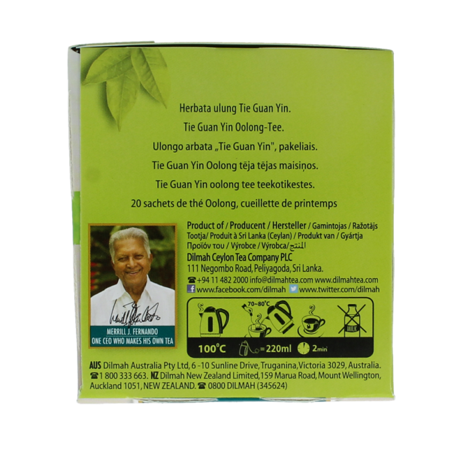 Dilmah Springtime thé vert oolong parfumé 20 sachets