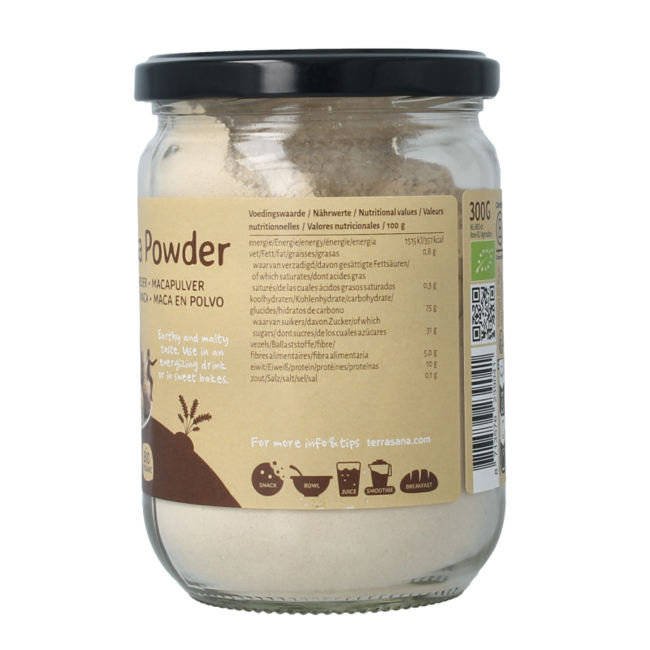 Raw Maca High Energy Pulver im Glas Bio 300 Gramm