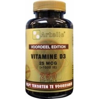 Artelle Artelle Vitamina D3 25mcg 250 cápsulas blandas