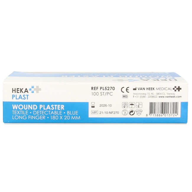 Hekaplast Finger plaster detectable 180 x 20 haccp 100 pieces