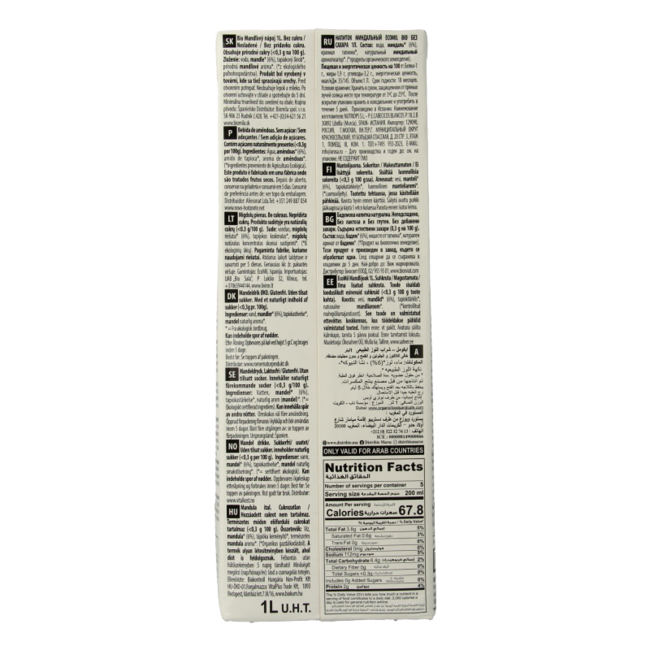 Amandeldrank naturel suikervrij bio 1 Liter