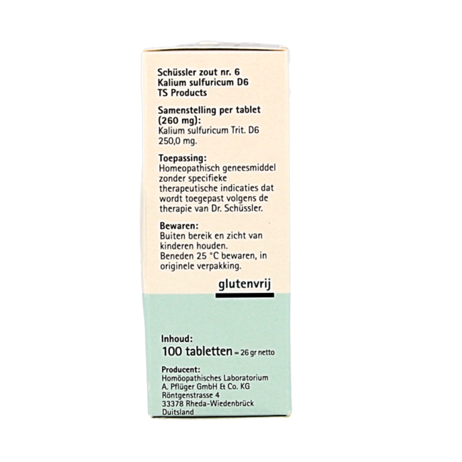 Pflüger Kalium sulfuricum 6 D6 Schüßler 100 Tabletten