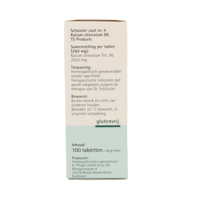Kalium chloratum 4 D6 Schussler 100 Tablets