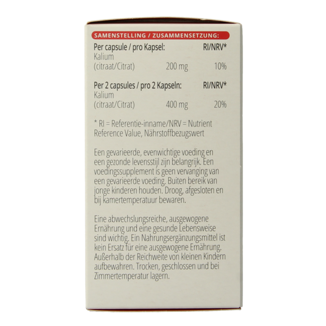 Citrato de potasio 200 mg 100 cápsulas