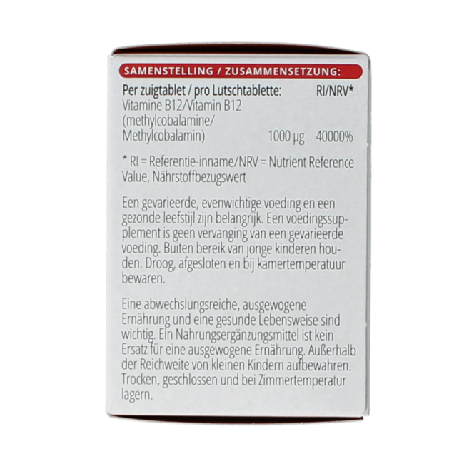 Vitamine B12 méthylcobalamine 1000 mcg 100 comprimés à sucer