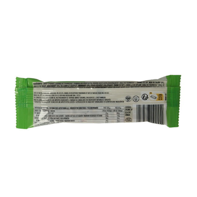Taste Of Nature Barrita de cereales con manzana bio 40 Gramos