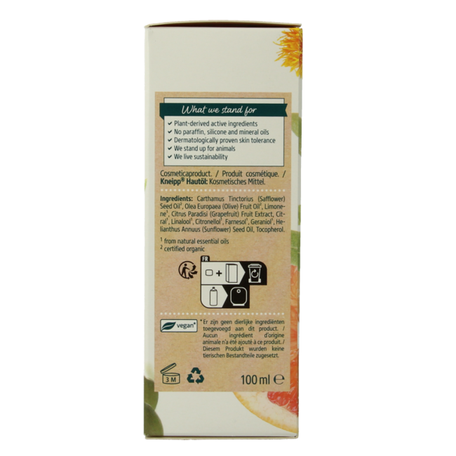 Kneipp Bio body oil skin oil grapefruit olive safflower 100 Millilitres