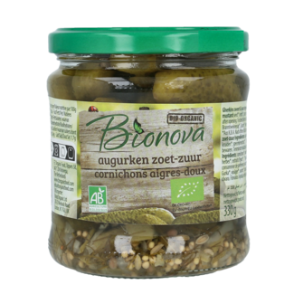 Bionova Bionova Pepinillos agridulces bio 330 gramos