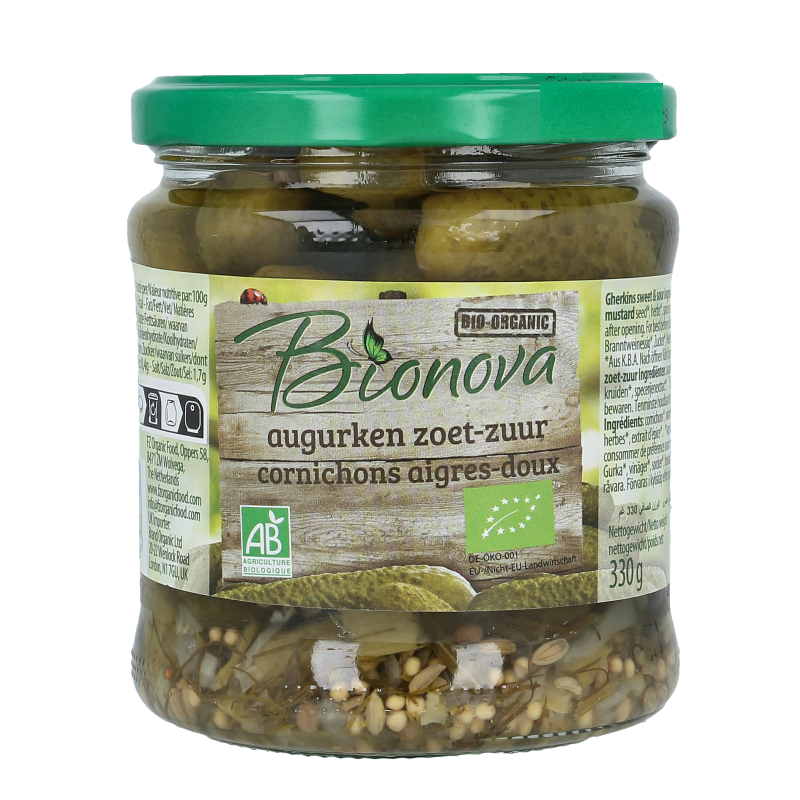 Bionova Augurken zoet zuur bio 330 Gram