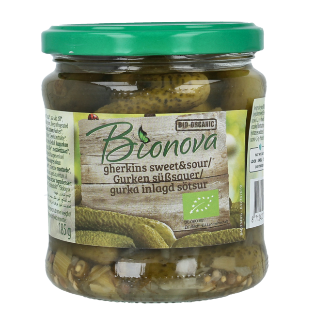 Bionova Pepinillos agridulces bio 330 gramos