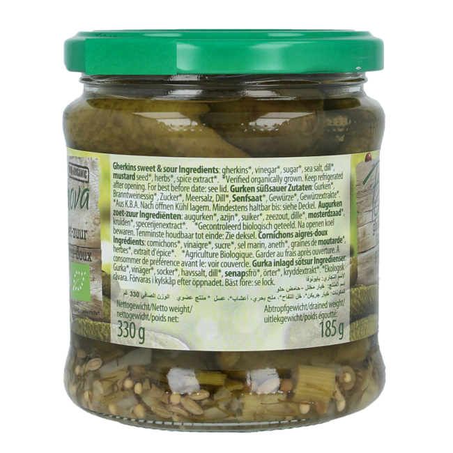 Bionova Pepinillos agridulces bio 330 gramos