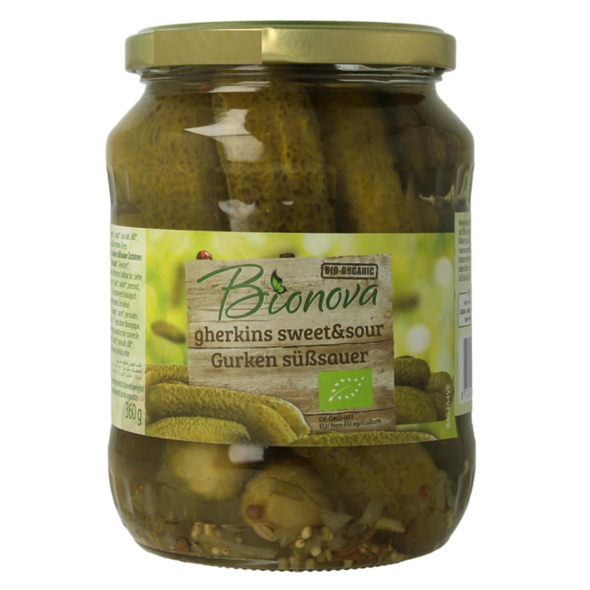Bionova Pepinillos agridulces bio 670 gramos