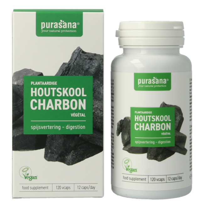 Purasana Vegetable Charcoal Vegan 120 Vegetarian Capsules