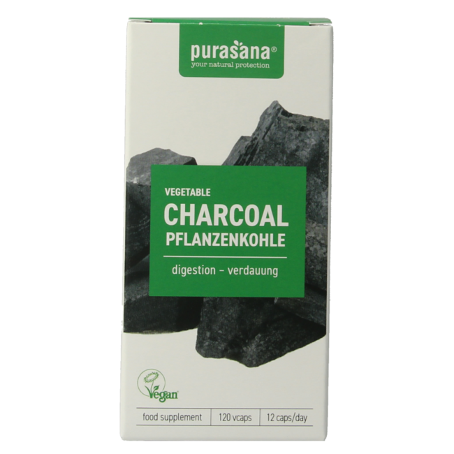 Purasana Charbon végétal vegan 120 gélules végétales