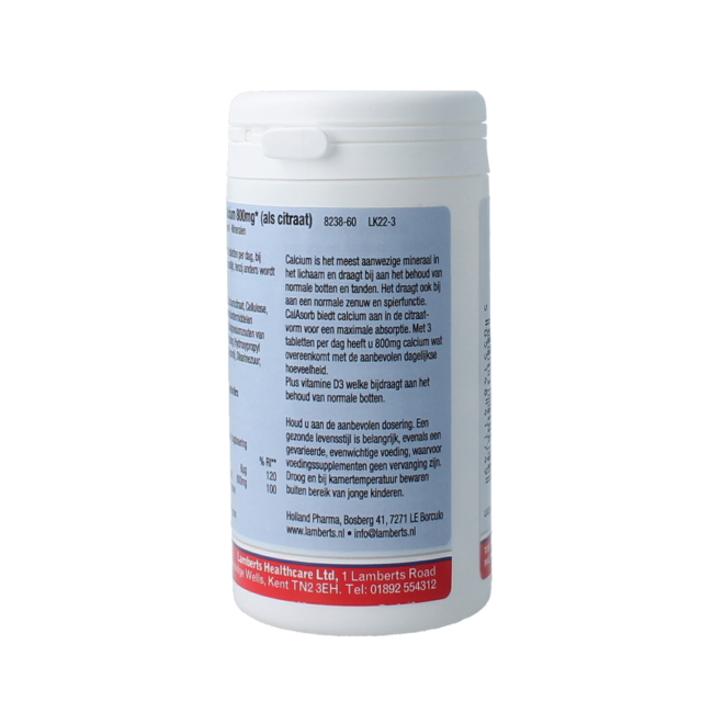 Lamberts Calasorb (cytrynian wapnia) i Witamina D3 60 tabletek