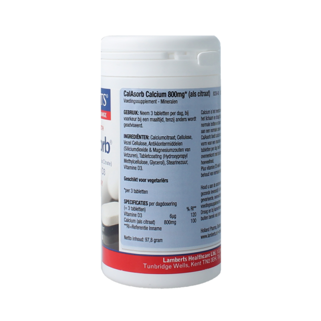 Lamberts Calasorb (citrate de calcium) & Vitamine D3 60 Comprimés