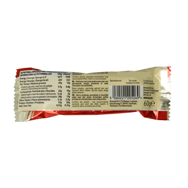 Grenade High Protein Bar White Chocolate Salted Peanut 60g