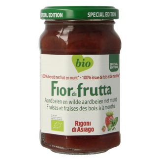 Fiordifrutta Mermelada de fresas y fresas silvestres con menta bio 250 g