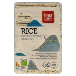 Lima Lima Rijstwafels zonder zout dun recht bio 130 Gram