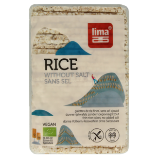 Lima Wafle ryżowe Lima bez soli, cienkie, proste, bio 130 Gram
