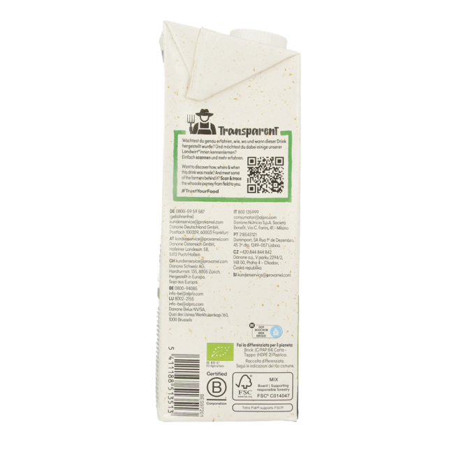 Boisson au soja nature non sucrée bio 1 litre