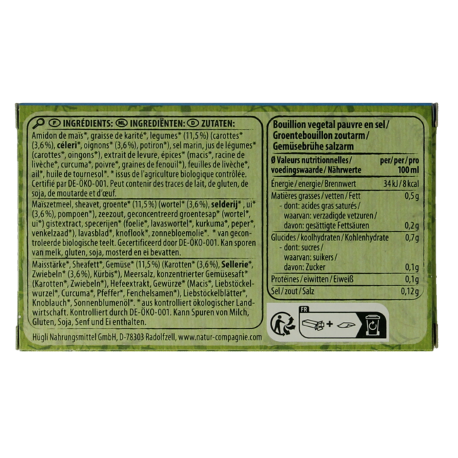 Caldo de verduras sin sal bio 68 gramos