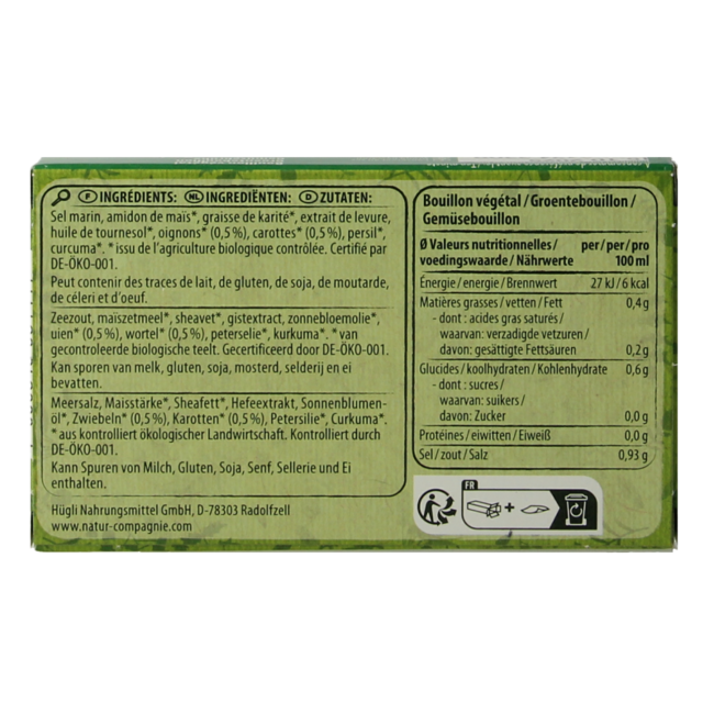 Gemüsebrühwürfel mit Salz bio 84 Gramm