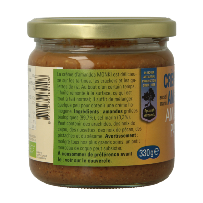 Crema di Mandorle Biologica con Sale 330 Grammi