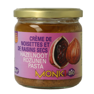 Monki Crema de avellanas y pasas eco bio 330 gramos