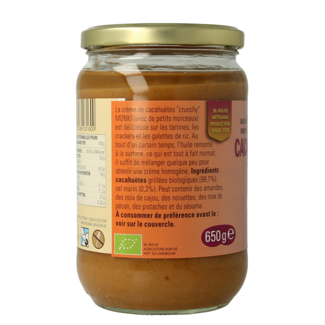 Monki Organic Crunchy Peanut Butter with Sea Salt 650g