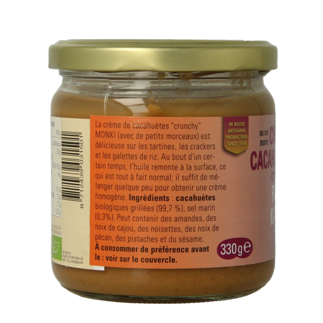 Crema de cacahuete crujiente con sal eco bio 330 gramos
