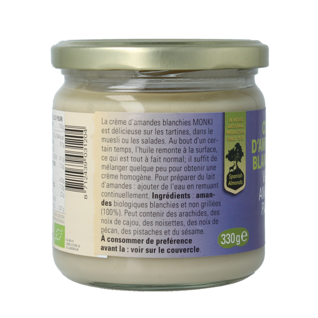 Monki Crema de almendras blancas eco bio 330 gramos