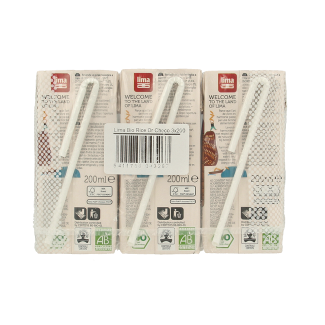 Lima Organic Choco Calcium Rice Drink 200ml - 3 Units