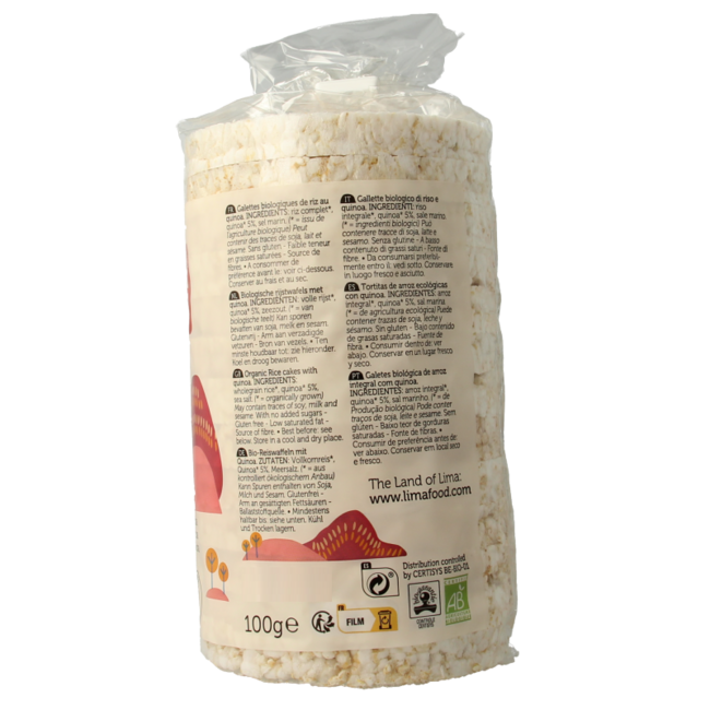 Wafle ryżowe Lima z komosą ryżową bio 100 Gram