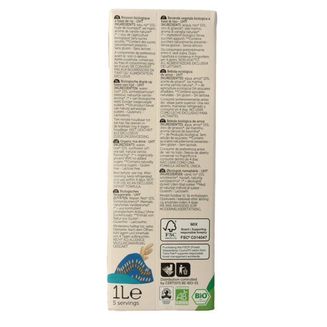 Rice drink original organic 1 Litre
