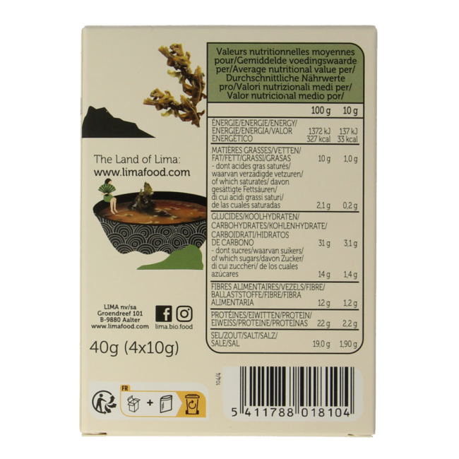Lima Instant Miso-Suppe 4 × 10 Gramm 40 Gramm