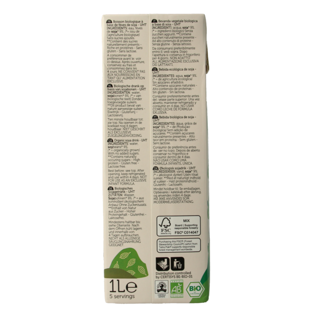 Organic natural soya drink 1 Litre