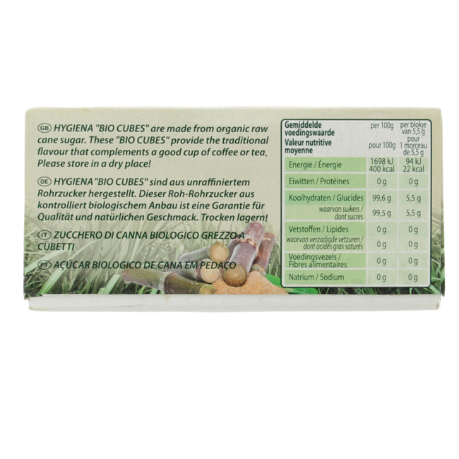 Kostki cukru trzcinowego bio Hygiena Cubes 500 gramów
