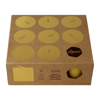 Dipam Beeswax tea lights in box 9 pieces