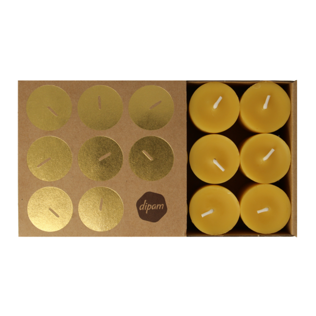 Bougies chauffe-plat en cire d'abeille en boîte, 9 pièces