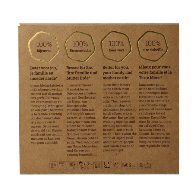 Beeswax tea lights in a box, 9 pieces