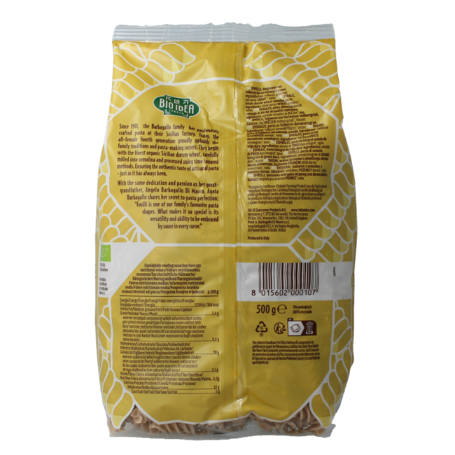 Bioidea Fusilli pełnoziarniste spirelli bio 500 Gram
