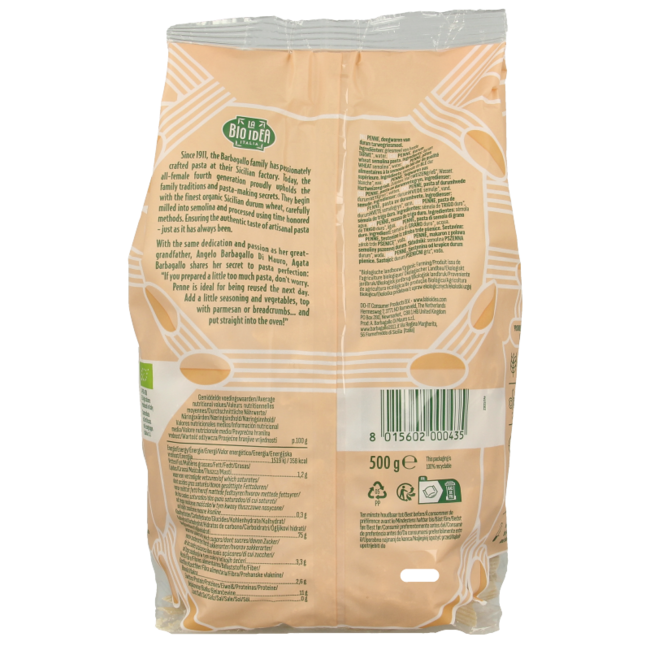 Bioidea Penne blancas bio 500 gramos